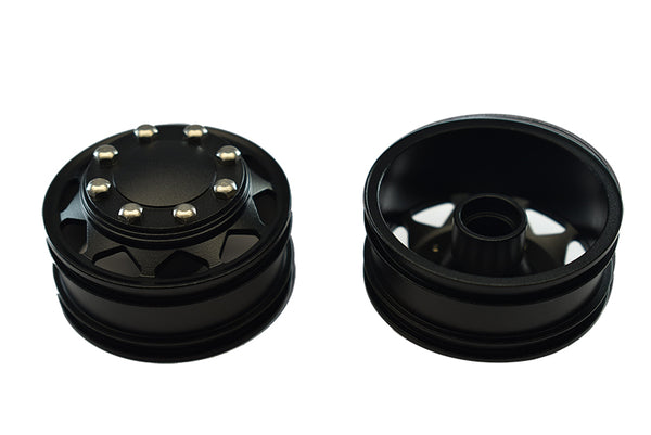 Tamiya 1/14 Truck Aluminum Front Wheel With Hex Driver - 1Pr Set Black