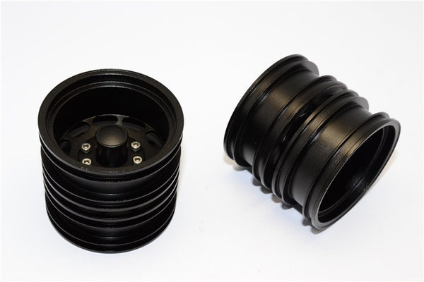 Tamiya 1/14 Truck Aluminum Rear Wheel With Hex Driver - 1Pr Set Black