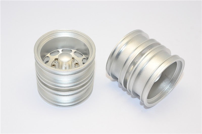 Tamiya 1/14 Truck Aluminum Rear Wheel With Hex Driver - 1Pr Set Silver
