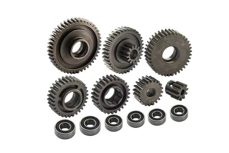 Carbon Steel Gearbox Gears Set For TAMIYA 1/14 RC TRUCK SCANIA R620 Upgrades - Black