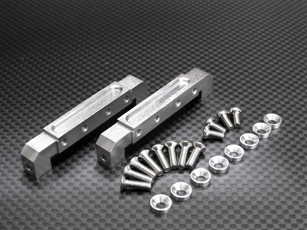 Tamiya 1/14 Truck Aluminum Servo Mount With Collars & Screws - 1Pr Set Silver