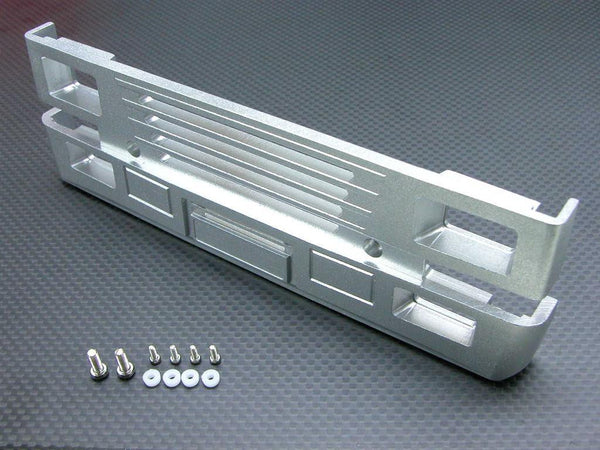 Tamiya 1/14 Truck (1850L) Aluminum Front Bumper For Volvo FH 12 With Collars & Screws - 1 Set Silver