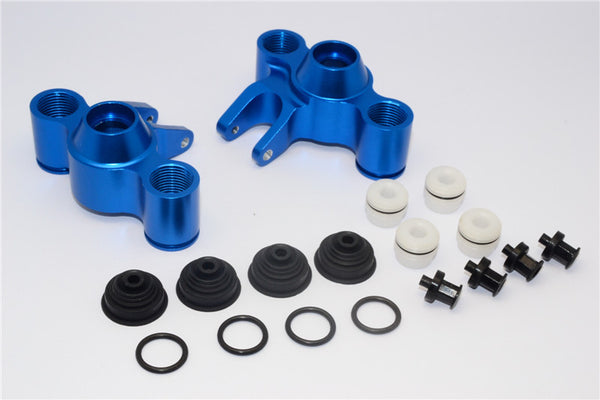 Traxxas Revo, Revo 3.3, E-Revo Aluminum Front / Rear Steering Block With Delrin Screws + Dust-Proof Hat + Plastic O-Rings - 1 Pr Set Blue