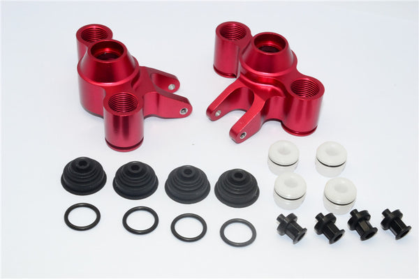 Traxxas Revo, Revo 3.3, E-Revo Aluminum Front / Rear Steering Block With Delrin Screws + Dust-Proof Hat + Plastic O-Rings - 1 Pr Set Red