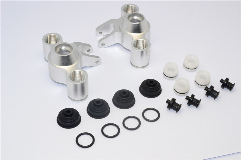 Traxxas Revo, Revo 3.3, E-Revo Aluminum Front / Rear Steering Block With Delrin Screws + Dust-Proof Hat + Plastic O-Rings - 1 Pr Set Silver