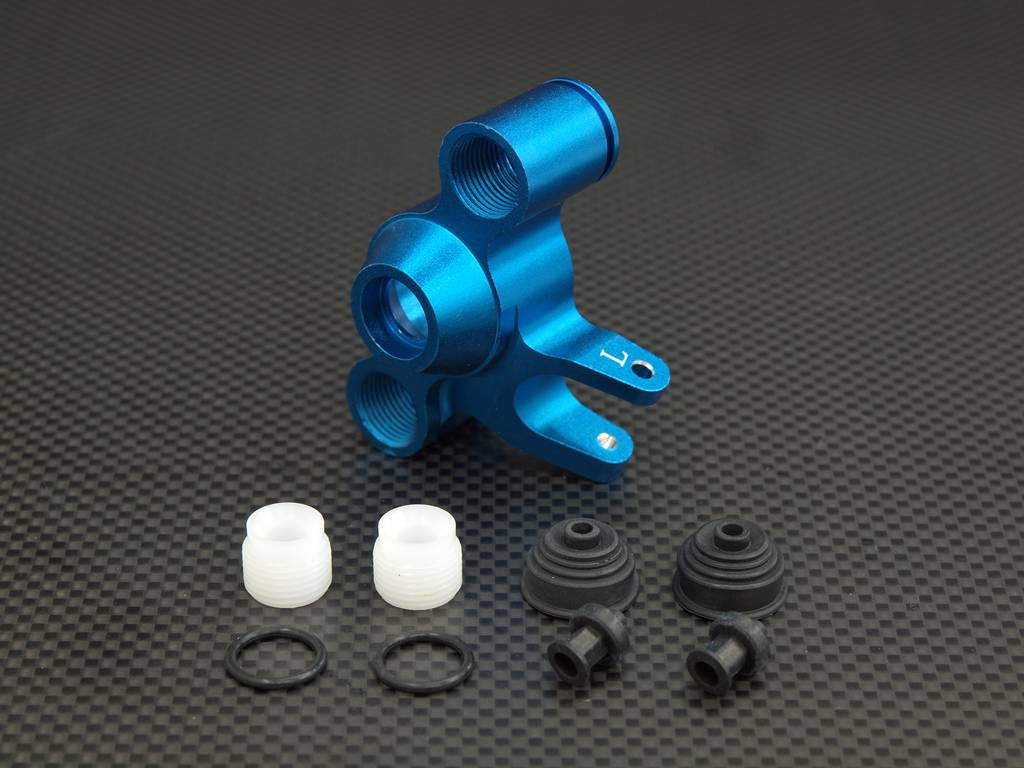 Traxxas Revo Aluminum Front / Rear Steering Block With Delrin Screws + Dust-Proof Hat + Plastic O-Rings - 1 Pc Set (For Left Side) Blue
