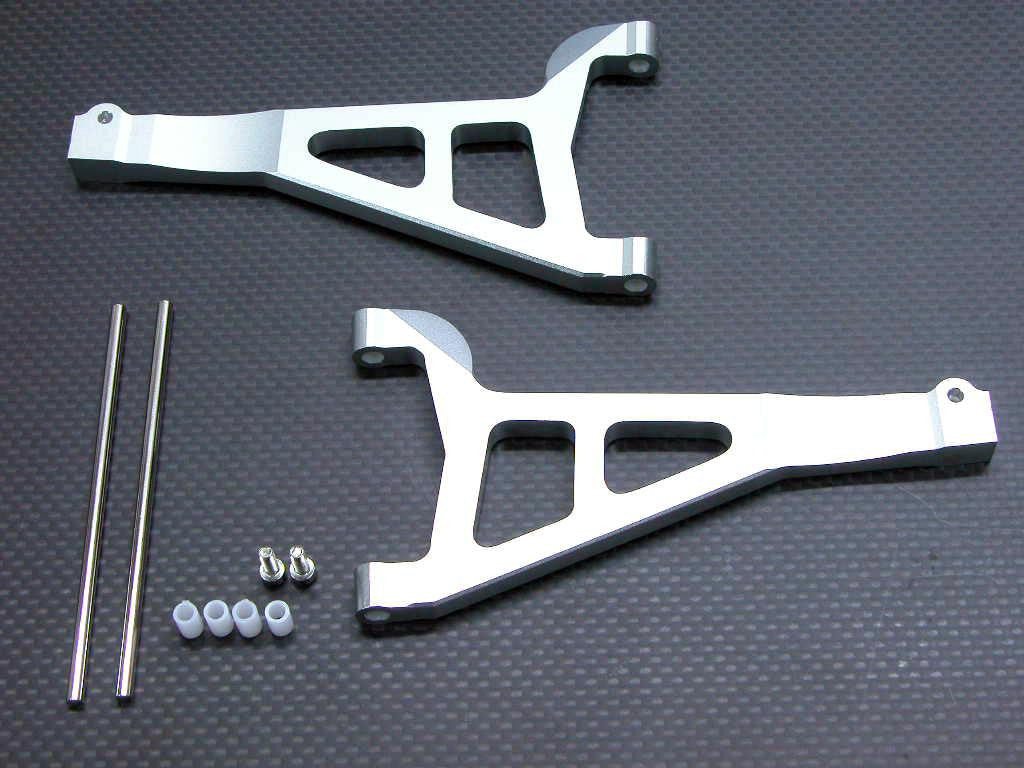 Traxxas Revo, Revo 3.3, E-Revo Aluminum Front Upper Arm (Sandwich Design With Screws+Pins+Delrin Collars) - 1Pr Set Silver