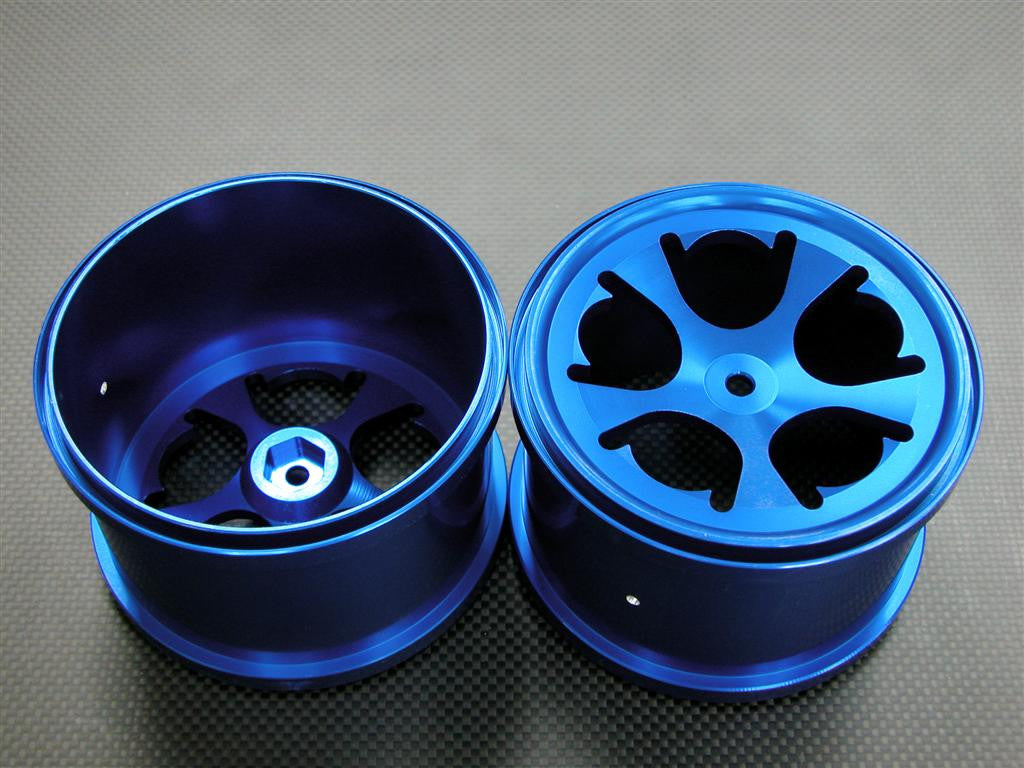 Traxxas Revo Aluminum Front/Rear Rims (5 Flowers) - 1Pr Blue