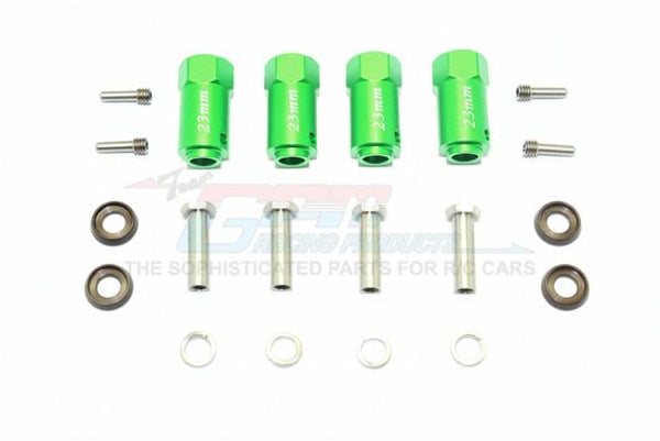Traxxas TRX-4 Trail Defender Crawler Aluminum Wheel Hex Adapters 23mm Thick - 4Pc Set Green