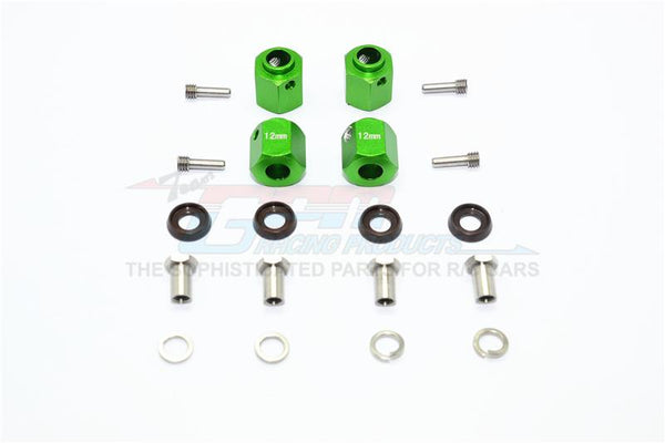 Traxxas TRX-4 Trail Defender Crawler Aluminum Wheel Hex Adapters 12mm - 4Pcs Set Green