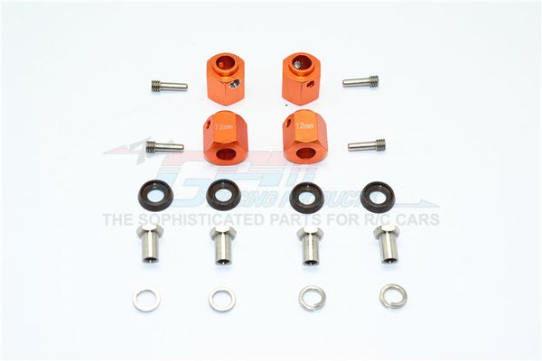 Traxxas TRX-4 Trail Defender Crawler Aluminum Wheel Hex Adapters 12mm - 4Pcs Set Orange