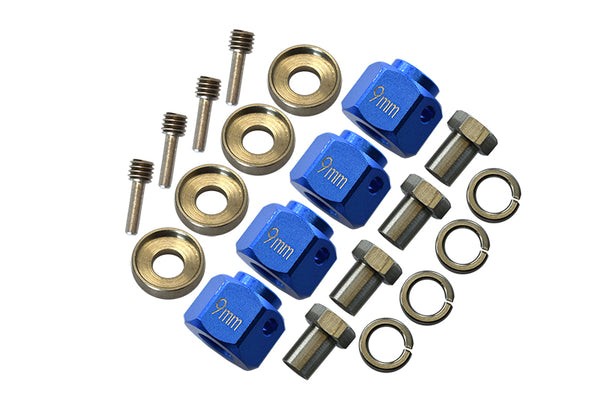 Traxxas TRX-4 Trail Defender Crawler / TRX-6 Mercedes-Benz G63 Aluminum Wheel Hex Adapters 9mm - 4Pcs Set Blue