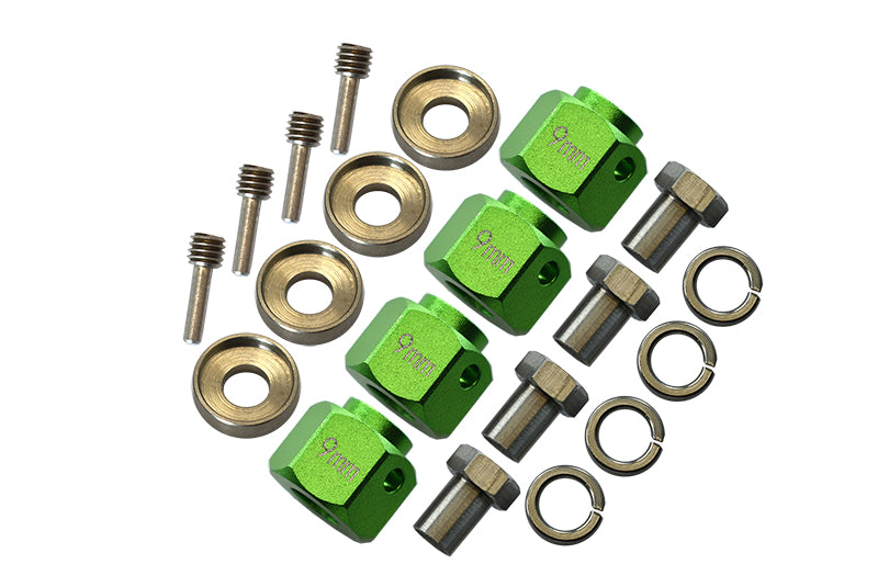 Traxxas TRX-4 Trail Defender Crawler / TRX-6 Mercedes-Benz G63 Aluminum Wheel Hex Adapters 9mm - 4Pcs Set Green