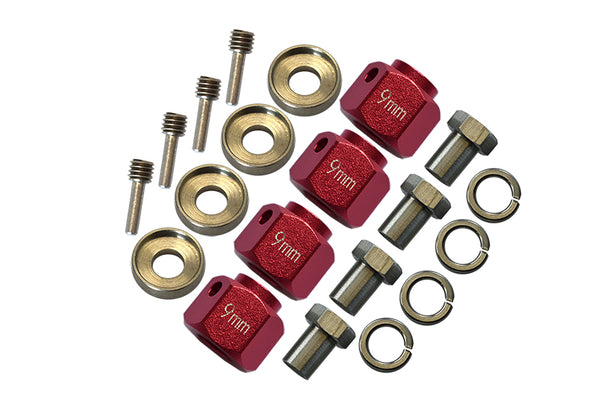 Traxxas TRX-4 Trail Defender Crawler / TRX-6 Mercedes-Benz G63 Aluminum Wheel Hex Adapters 9mm - 4Pcs Set Red