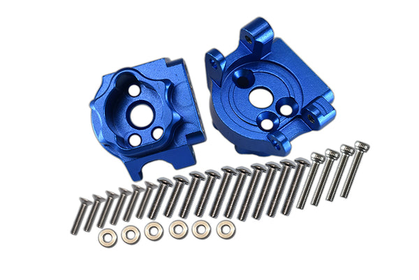 Traxxas TRX-4 Trail Defender Crawler / TRX-6 Mercedes-Benz G63 Aluminum Rear Gear Box Mounts (Multiple Positioning Holes) - 1Pr Set Blue