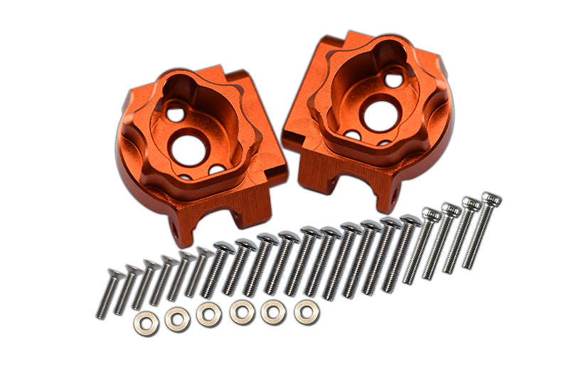 Traxxas TRX-4 Trail Defender Crawler / TRX-6 Mercedes-Benz G63 Aluminum Rear Gear Box Mounts (Multiple Positioning Holes) - 1Pr Set Orange