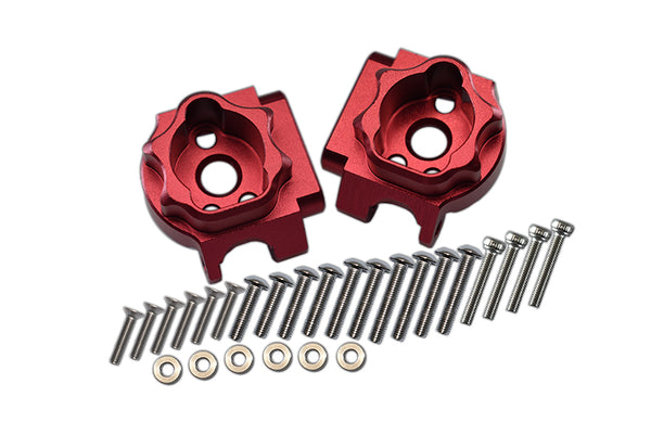 Traxxas TRX-4 Trail Defender Crawler / TRX-6 Mercedes-Benz G63 Aluminum Rear Gear Box Mounts (Multiple Positioning Holes) - 1Pr Set Red