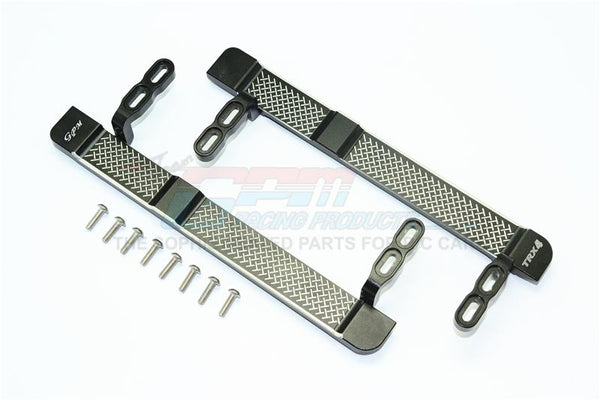 Traxxas TRX-4 Trail Defender Crawler Aluminum Side Steps (Reticulated Pattern) - 1Pr Set Black