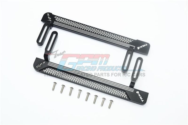 Traxxas TRX-4 Defender / Tactical Unit / Blazer Upgrade Parts Aluminum Side Steps (Reticulated Pattern A) - 1Pr Set Black