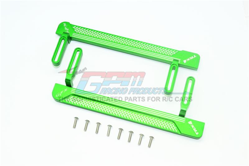 Traxxas TRX-4 Defender / Tactical Unit / Blazer Upgrade Parts Aluminum Side Steps (Reticulated Pattern A) - 1Pr Set Green