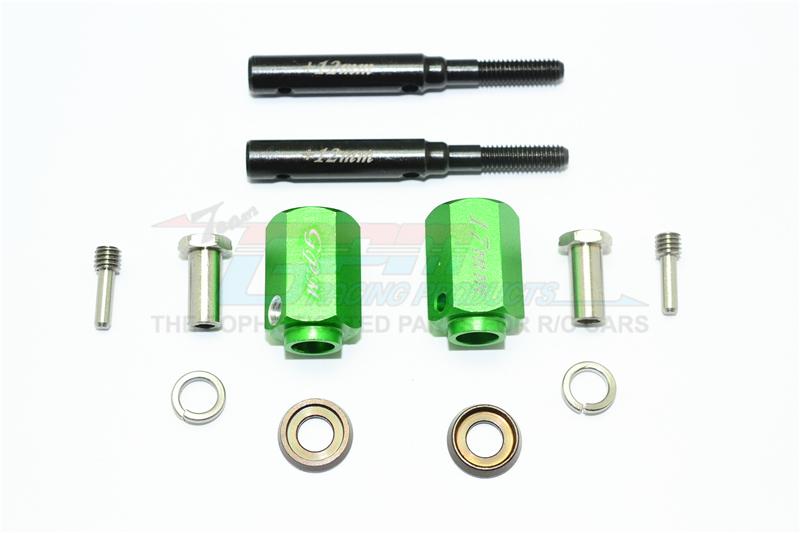 Traxxas TRX-4 Trail Defender Crawler Harden Steel Extended Length Front / Rear Stub Axle +17mm Hex - 1Pr Set Green