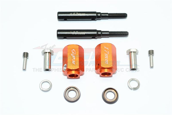 Traxxas TRX-4 Trail Defender Crawler Harden Steel Extended Length Front / Rear Stub Axle +17mm Hex - 1Pr Set Orange