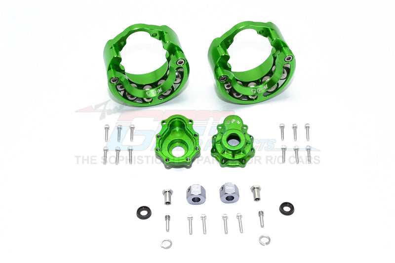 Traxxas TRX-4 Trail Defender Crawler / TRX-6 Mercedes-Benz G63 Aluminum Pendulum Wheel Knuckle Axle Weight + 9mm Hex Adapter With Outer Portal Case - 1Pr Set Green