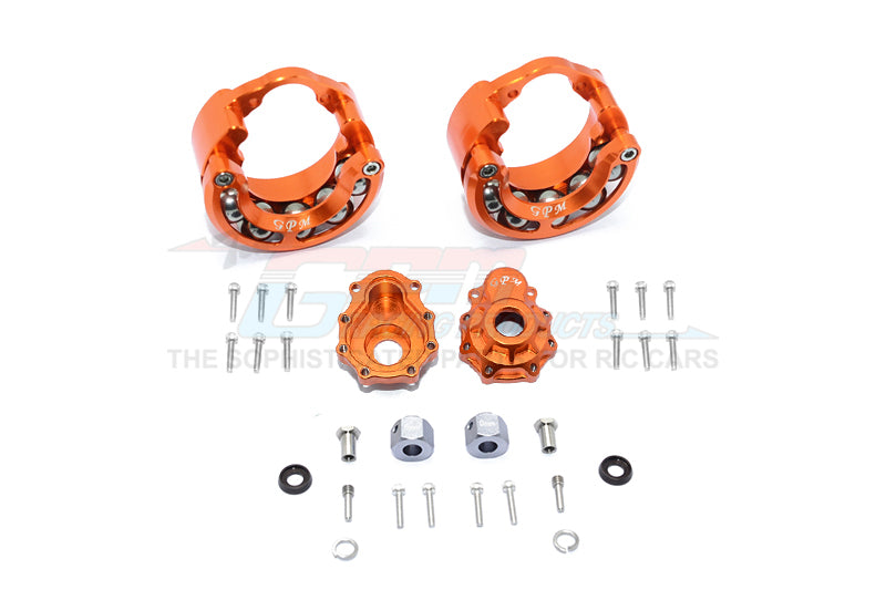 Traxxas TRX-4 Trail Defender Crawler / TRX-6 Mercedes-Benz G63 Aluminum Pendulum Wheel Knuckle Axle Weight + 9mm Hex Adapter With Outer Portal Case - 1Pr Set Orange