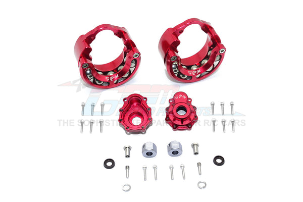 Traxxas TRX-4 Trail Defender Crawler / TRX-6 Mercedes-Benz G63 Aluminum Pendulum Wheel Knuckle Axle Weight + 9mm Hex Adapter With Outer Portal Case - 1Pr Set Red