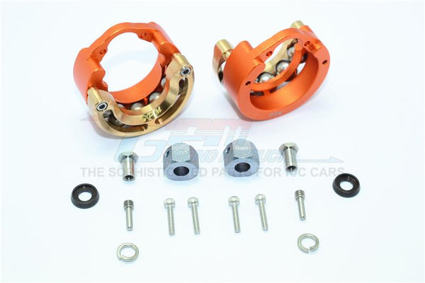 Traxxas TRX-4 Trail Defender Crawler Aluminum Pendulum Wheel Knuckle Axle Weight With Brass Lid + 9mm Hex Adapter - 1Pr Set Orange