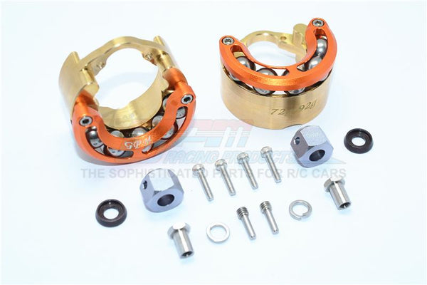 Traxxas TRX-4 Trail Defender Crawler Brass Pendulum Wheel Knuckle Axle Weight With Alloy Lid + 9mm Hex Adapter - 1Pr Set Orange