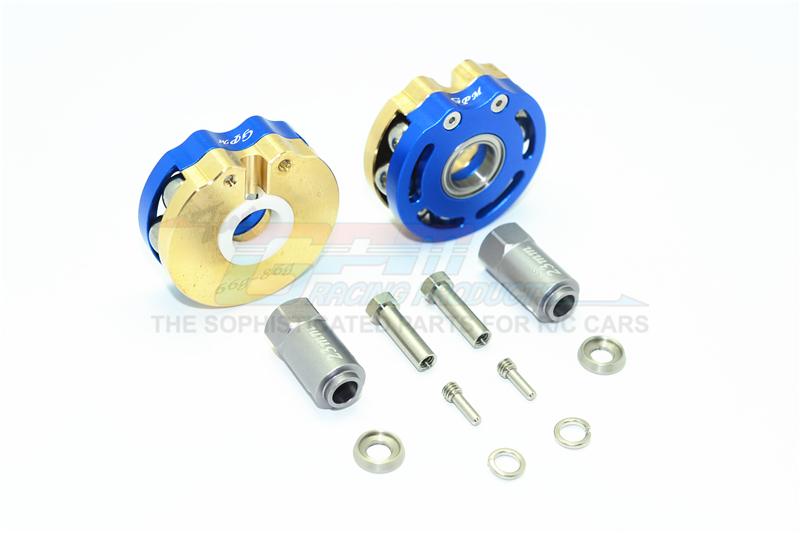 Traxxas TRX-4 Trail Defender Crawler Brass Pendulum Wheel Knuckle Axle Weight With Alloy Lid + 23mm Hex Adapter - 1Pr Set Blue