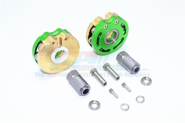 Traxxas TRX-4 Trail Defender Crawler Brass Pendulum Wheel Knuckle Axle Weight With Alloy Lid + 23mm Hex Adapter - 1Pr Set Green