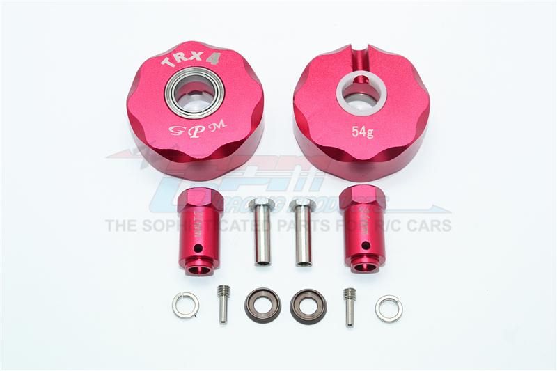 Traxxas TRX-4 Trail Defender Crawler Aluminum Pendulum Wheel Knuckle Axle Weight + 21mm Hex Adapter - 1Pr Set Red