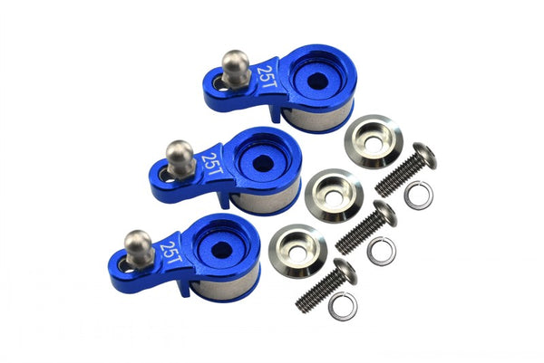 Traxxas TRX-4 Trail Defender Crawler Aluminum Servo Horn With Built-In Spring (For Locking Diff) - 3Pc Set Blue
