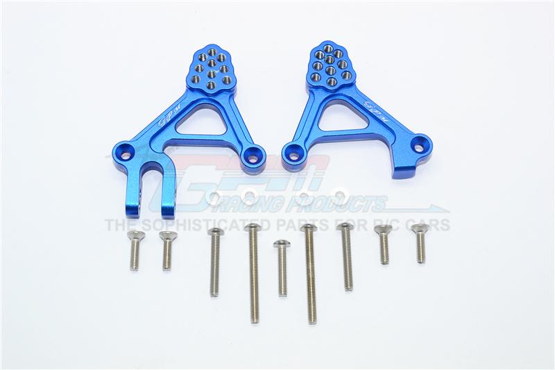 Traxxas TRX-4 Trail Defender Crawler Aluminum Adjustable Front Damper Mount - 1Pr Set Blue