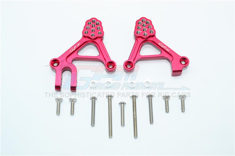 Traxxas TRX-4 Trail Defender Crawler Aluminum Adjustable Front Damper Mount - 1Pr Set Red