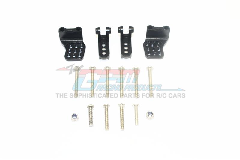 Traxxas TRX-4 Mercedes-Benz G500 / Ford Bronco / Blazer Aluminum Adjustable Front + Rear Damper Mount (Multiple Positioning Holes) - 4Pc Set Black