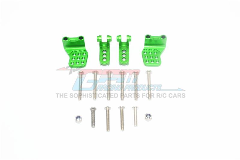 Traxxas TRX-4 Mercedes-Benz G500 / Ford Bronco / Blazer Aluminum Adjustable Front + Rear Damper Mount (Multiple Positioning Holes) - 4Pc Set Green