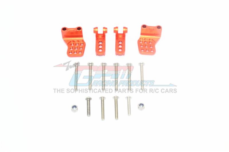 Traxxas TRX-4 Mercedes-Benz G500 / Ford Bronco / Blazer Aluminum Adjustable Front + Rear Damper Mount (Multiple Positioning Holes) - 4Pc Set Ornage