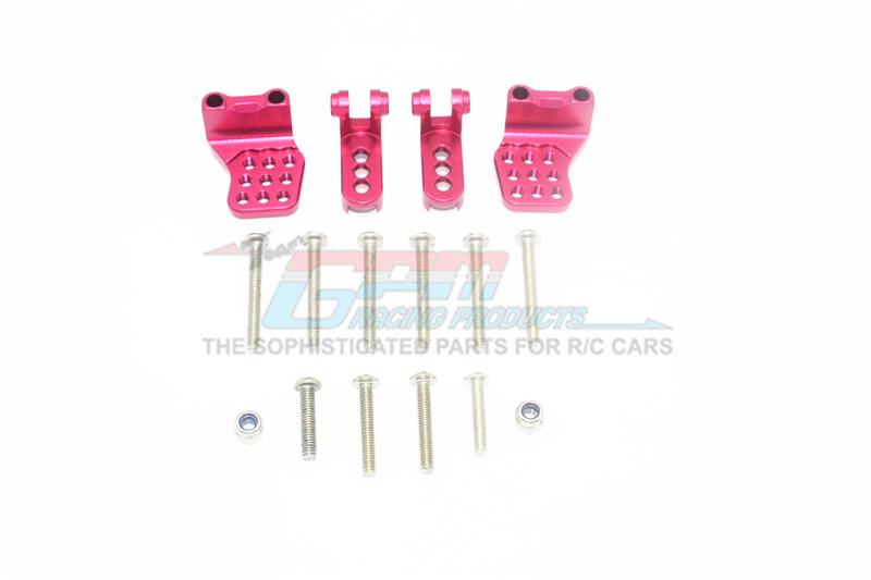 Traxxas TRX-4 Mercedes-Benz G500 / Ford Bronco / Blazer Aluminum Adjustable Front + Rear Damper Mount (Multiple Positioning Holes) - 4Pc Set Red