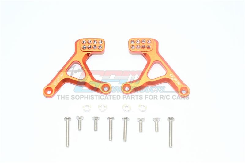 Traxxas TRX-4 Defender / TRX-4 Tactical Unit Aluminum Rear Adjustable Shock Tower - 2Pc Set Orange