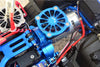 Traxxas TRX-4 Aluminum Motor Mount + Upper Spur Gear Case Cover With Cooling Fan - 19Pc Set Blue