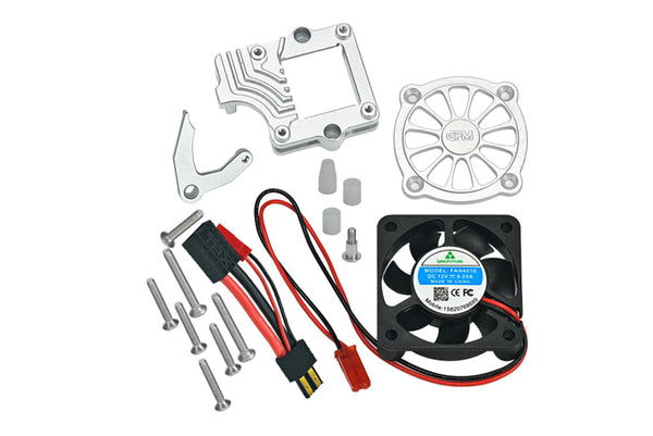 Aluminum Motor Cooling Fan With Easy Switch For Traxxas TRX-4 Trail Defender Crawler 82056-4 / TRX-6 Mercedes-Benz G63 MAG 6X6 88096-4 Upgrades - Silver