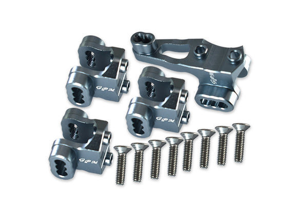 Traxxas TRX-4 Trail Defender Crawler Aluminum Front/Rear Axle Mount Set For Suspension Links - 4Pc Set Gray Silver