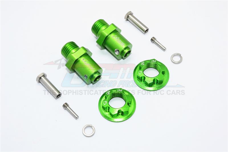 Traxxas TRX-4 Trail Defender Crawler Aluminum Hex Adapters For Front Or Rear Wheels (17mm Hex, 19mm Long) - 1Pr Set Green