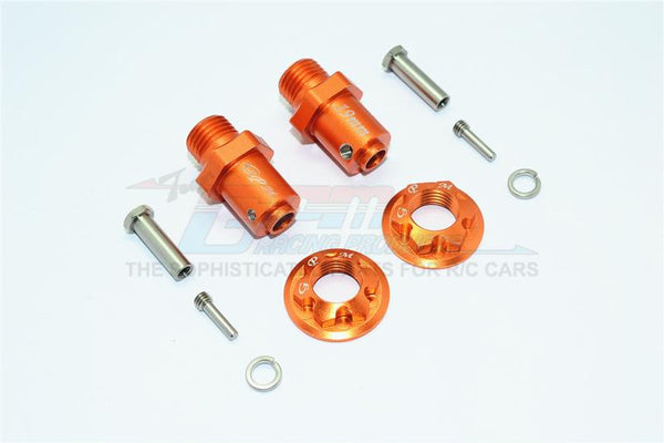 Traxxas TRX-4 Trail Defender Crawler Aluminum Hex Adapters For Front Or Rear Wheels (17mm Hex, 19mm Long) - 1Pr Set Orange