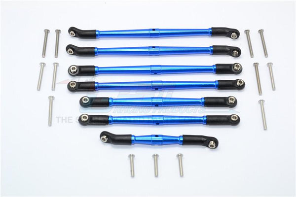 Traxxas TRX-4 Trail Defender Crawler Aluminum Adjustable Upper & Lower Suspension Links - 7Pcs Set Blue