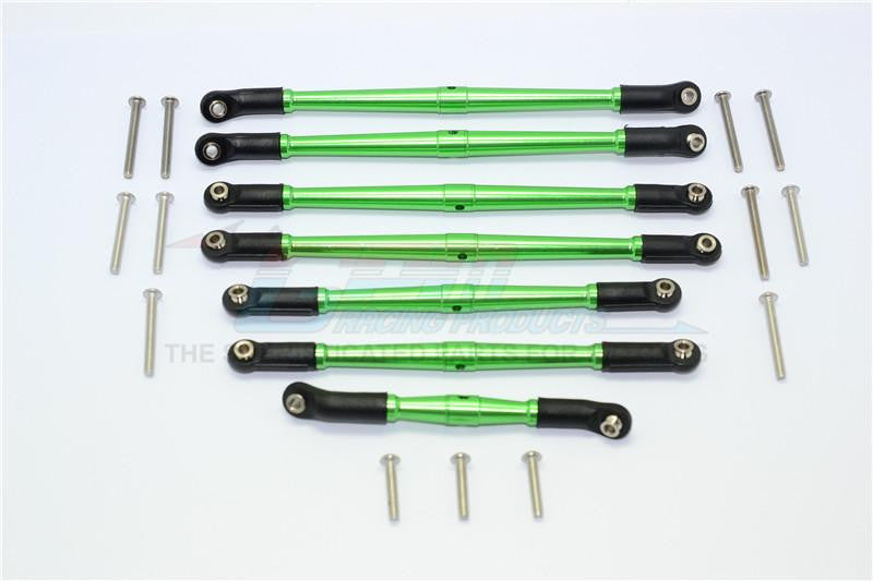 Traxxas TRX-4 Trail Defender Crawler Aluminum Adjustable Upper & Lower Suspension Links - 7Pcs Set Green