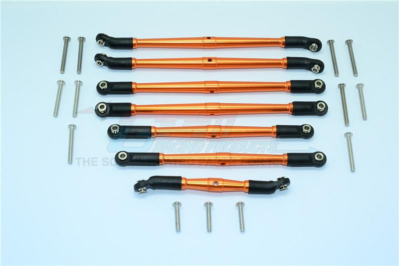 Traxxas TRX-4 Trail Defender Crawler Aluminum Adjustable Upper & Lower Suspension Links - 7Pcs Set Orange